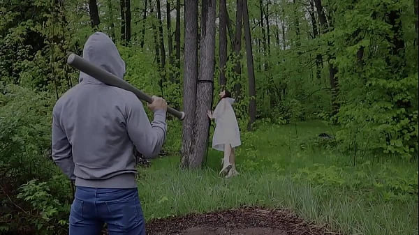 A walk in the woods ended with a sudden bdsm session for a young russian bitch.