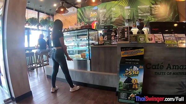 Starbucks coffee date with gorgeous big ass Asian teen girlfriend