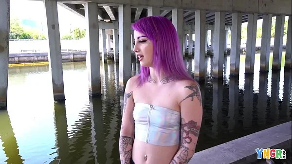 YNGR - Hot Inked Purple Hair Punk Teen Gets Banged