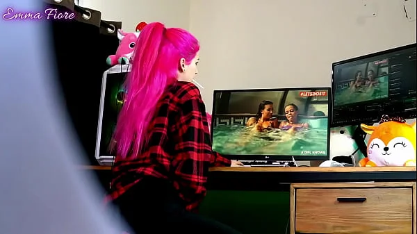 Stepsister gets spied watching porn for the first time